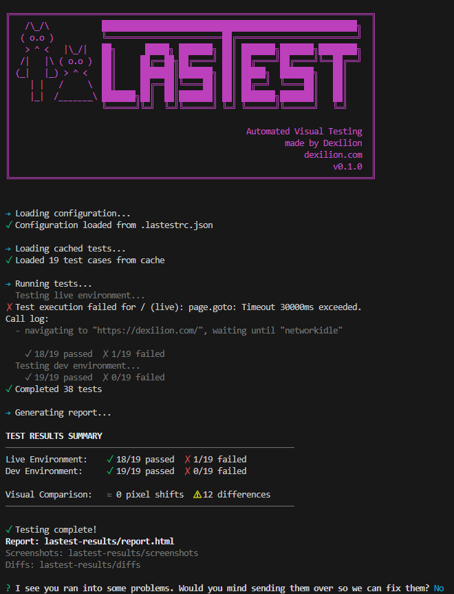 lasTest CLI - Running tests